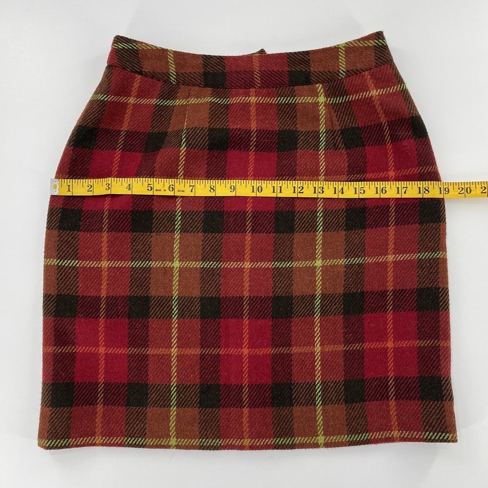 Y2K Hillard Hanson Plaid Pencil Mini Skirt Academia Womens 6 Red 90s Schoolgirl - Picture 11 of 12